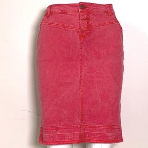 Anthropologie Holding Horses Denim Pencil Skirt | Red | Size 27